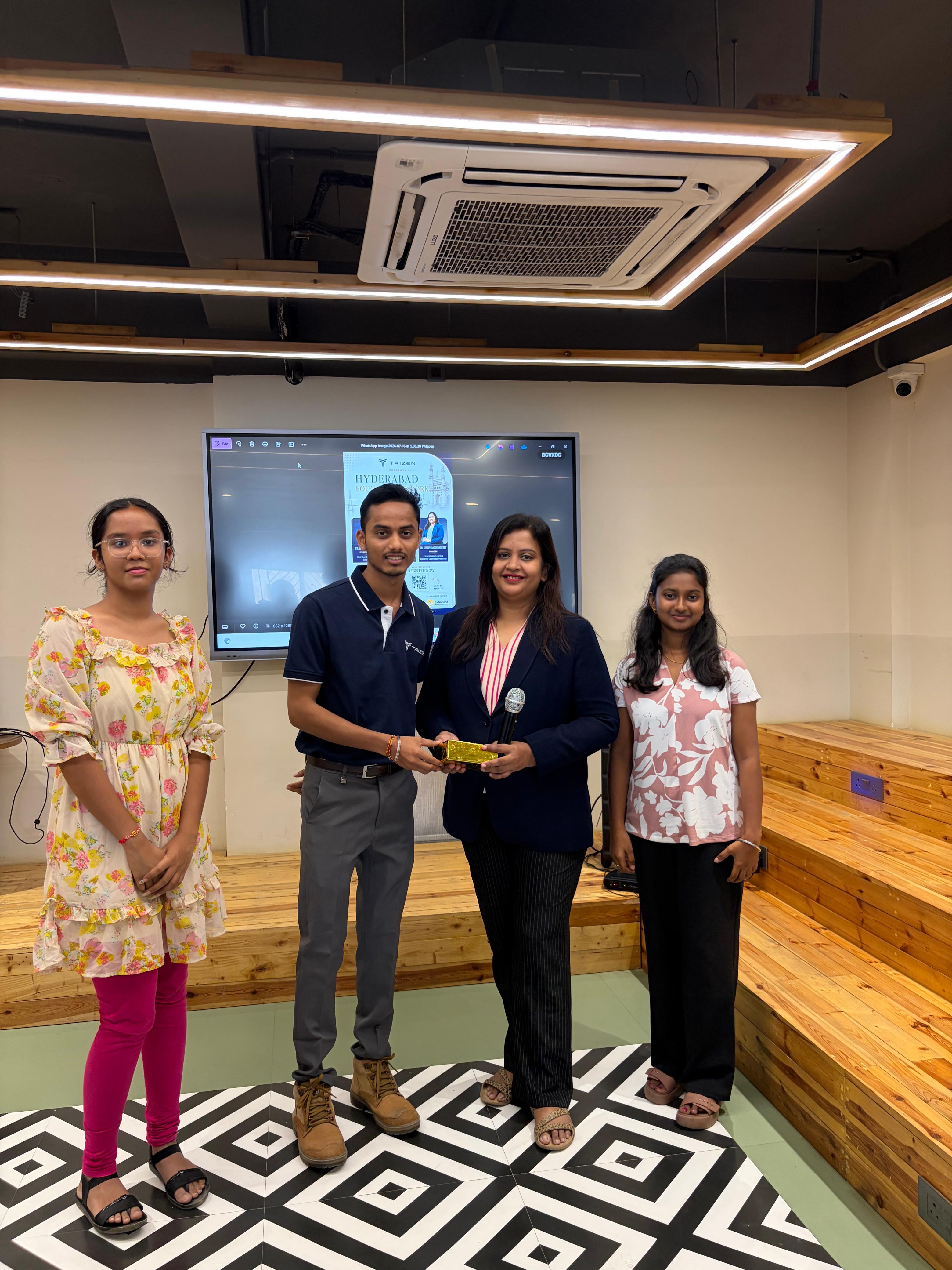 Speakers and hosts at a Hyderabad Founders Network session
